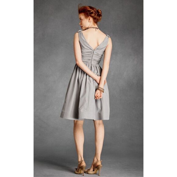 Anthropologie Hitherto Gray Silk Blend Fit & Flare Sleeveless Party Dress w/3 Pe - Picture 2 of 9